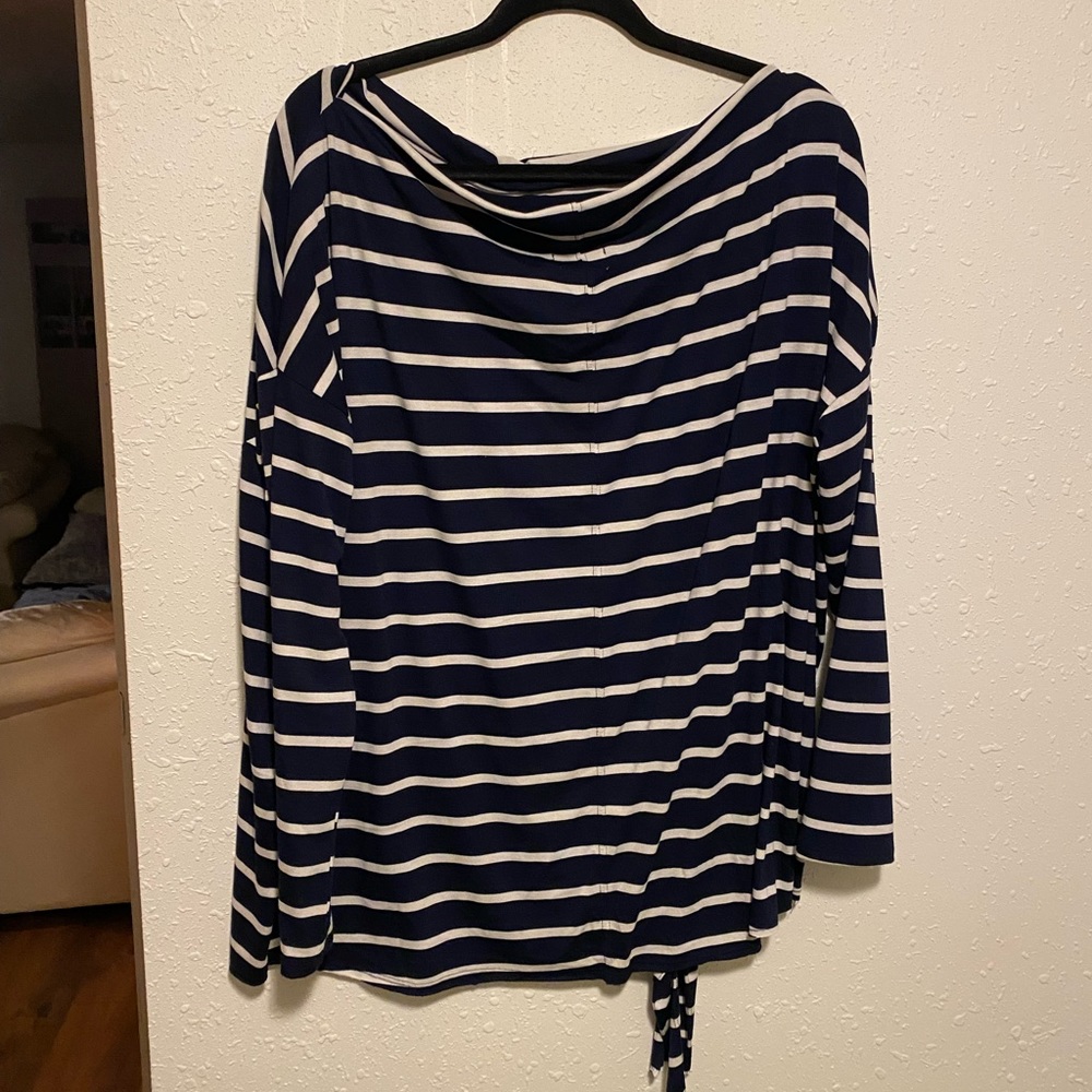 Maurice’s Striped Long Sleeve Tie Top 2X